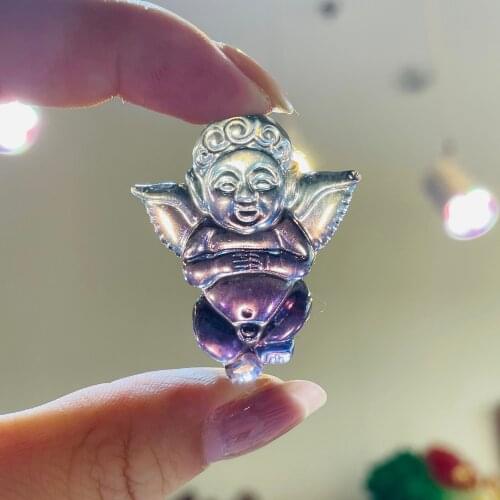 Natural Crystal Mineral Fluorite Angel Guardian Gem Home Decoration DIY Gift