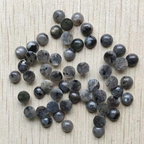Wholesale 50pcs/lot fashion good quality natural black spectrolite round cab cabochon 6mm beads for jewelry making free shipping