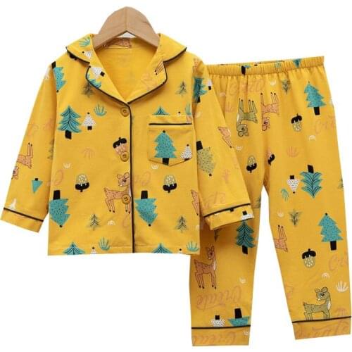 Boys Pajamas Cotton Spring Toddler Lycra Cotton Kids Pajamas Set Long Sleeve Cartoon Print Home Sleepwear For Baby Clothes 2-7Y