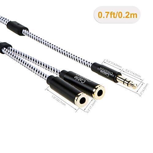 Headphone Splitter, 3.5mm Stereo Audio Y Splitter Cable 3.5mm Male to 2 Port 3.5mm Female Compatible iPhone,Samsung, LG