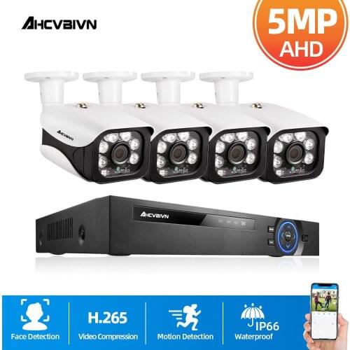 4CH 5MP DVR NVR Security Camera System H.265 Face Detection 5.0MP AHD Bullet Camera Indoor Outdoor CCTV Video Surveillance Kit