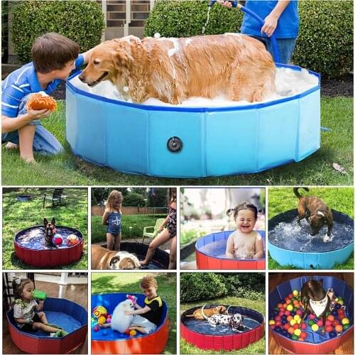 Foldable Dog Pool Thick PVC Dogs Cat Bath Tub Non Slip Outdoor Pool Floats for Small Medium Large Dogs Kids Baby Toy Pools