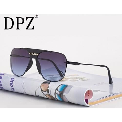 New Fashion Brand Square Mens Sunglasses Large Frame Trendy Metal Aviation Frameless Women UV400 Sunglasses Oculos De Sol