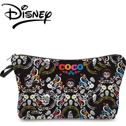 Disney Coco Printed Cosmetic Bag Halloween Skull Cartoon Black Cool Women Makeup Bag Fashion Child Mini Storage Bag Candy Bag
