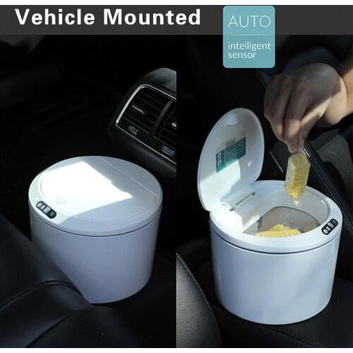 3/5L Smart Trash Can Automatic Touchless Trash Bin Intelligent Desktop Waste Bin Car Trash Infrared Motion Sensor Garbage Bucket