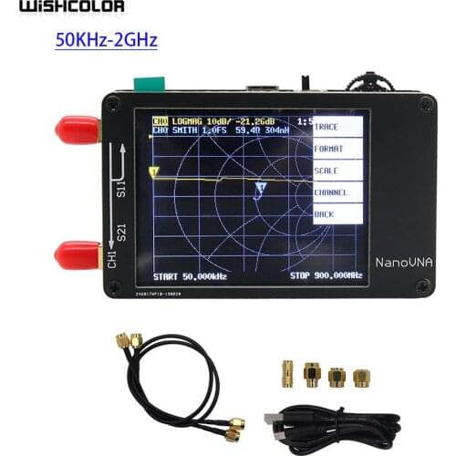 Wishcolor 50KHz-2GHz NanoVNA Vector Network Analyzer for MF HF VHF UHF Antenna 2.8" Touch Screen Without Shell