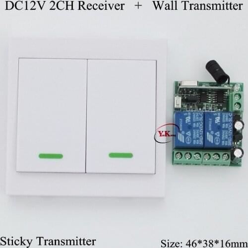 Access Control Remote Switch Wall Panel Remote Transmitter DC 12V 2 CH Channel Contact Relay Receiver ASK 2CH Learning Independe