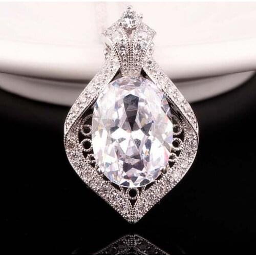 High quality zircon inlaid large oval zircon pendant luxury pendant