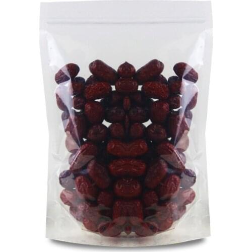 Good quality 21X35+5cm Transparent food packaging bag transparent self supporting Self sealing bag big quantity cheaper