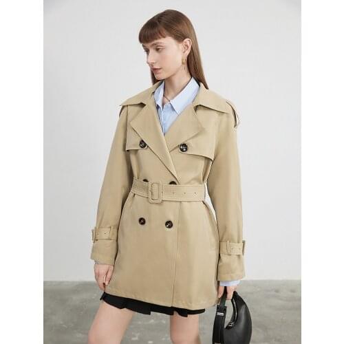 Medium and long windbreaker womens 2021 new early autumn Khaki small British high sense loose coat