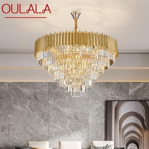 OULALA Gold Chandelier Postmodern Crystal Pendant Lamp Home LED Light Fixture for Living Dining Room