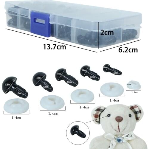 100 Set Eyes Equipment for Plush Toys 6-12mm Black Plastic Doll Safety Eye for Stuffed Toys Doll Accessories With Storage Box