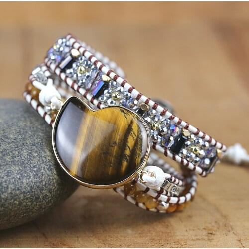 2021 Natural Stones Conch shape tiger eye stone vintage style Bracelet Unique Handmade Ethnic Bracelets gift yoga energy jewelry