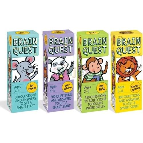 4 Books/set ,Q & A Card Preschool Intelligence Development Card,Brain Quest, Improve Vocabulary Learning and Train Language