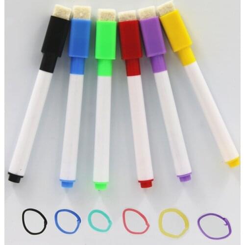 6PCS Brand Magnetic OR Nonmagnetic Whiteboard Pen Erasable Dry White Board Markers Magnet Built In Eraser Office School Supplies