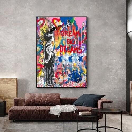 Banksy Dream Graffiti Art Canvas Painting Modern Street Art Posters and Prints Abstract Wall Art Pictures for Living Room Decor