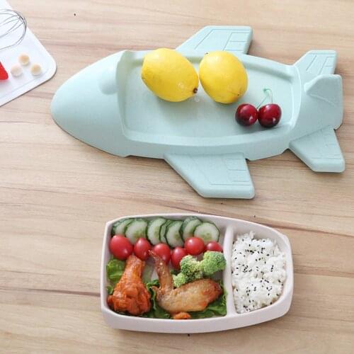 Baby Bamboo Fiber Bowl Plates Set Cute Plane Shape Training Dinnerware Tableware Kids Feeding Dishes Set Food Container