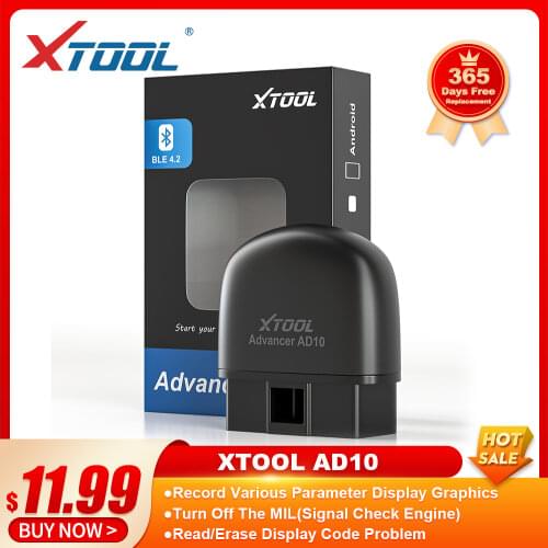XTOOL AD10 OBD2 Diagnostic Scanner EOBD Bluetooth ELM327 Code Reader Work with iOS/Android With HUD Head Up Display