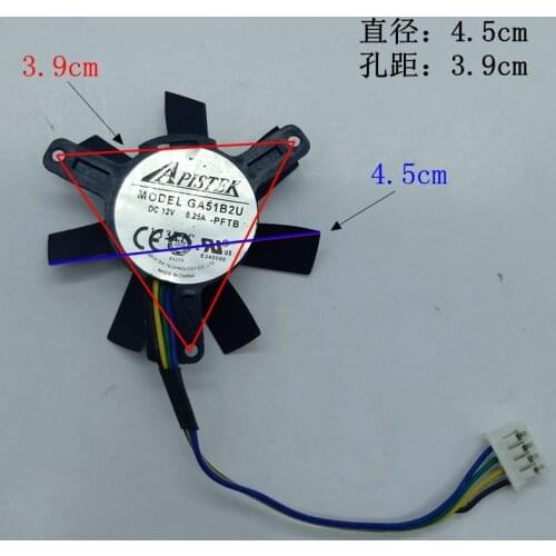 Emacro For APISTEK GA51S2U DC 12V 0.25A Two Ball Bearing 45mm Server Cooler Fan Hole Pitch 39*39*39MM 4-Wire PWM