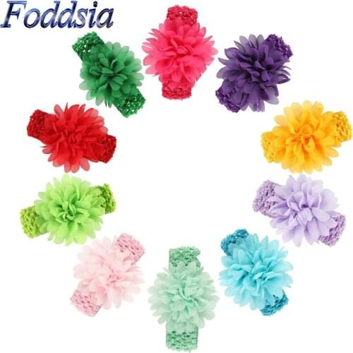 Foddsia 11pcs/lot hairband Girls Lace Hair Accessories Girl Chiffon Flower Headband Hair Weave band Accessories CH80