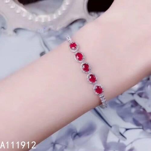 KJJEAXCMY fine jewelry natural Ruby 925 sterling silver new women hand bracelet support test noble
