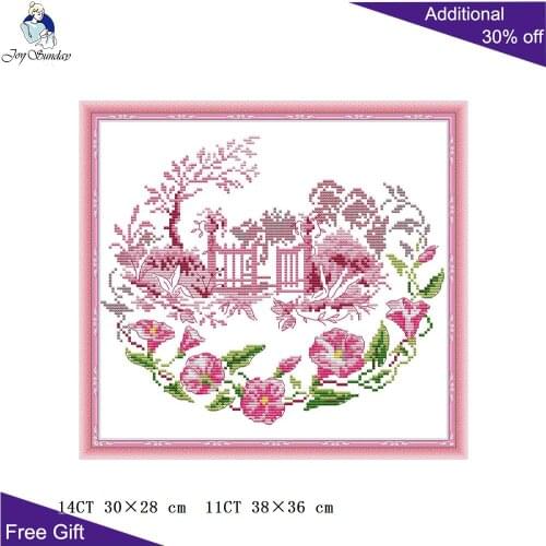 Joy Sunday Morning Glory Garden Home Decor H850 Counted Stamped Flowers Needlework Needlepoint Cross Stitch Kits