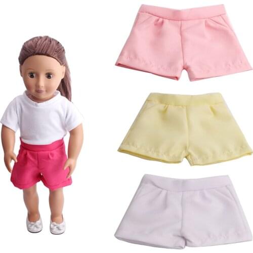 18 Inch American Doll Girls Clothes Short Sleeve Suit + Pink Shorts Newborn Baby Toys Accessories Fit 40-43 Cm Boy Dolls c66