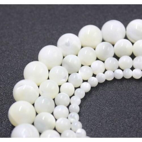 Hot wholesale 4MM 6MM 8MM 10MM Round Natural White shell stone Beads for DIY Fashion charms Necklace Bracelet making TRSB1023