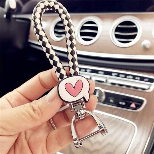 Lovely Cute Crown Heart Key Chain Leather Strap Braided Rope Bowknot Keychain for Women Girl Bell Bag Accessories For BMW Mini