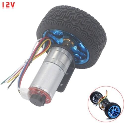 DC 12V Encoder Gear Motor 6V/12V/24V 110RPM Reversed with Mounting Bracket 65mm Wheel Kit For Toy Smart Robot DIY
