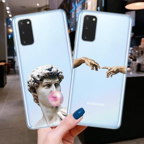 Funny Mona Lisa David Abstract Art Soft TPU Phone Case For Samsung Galaxy S8 S9 S10 S20 Plus Ultra S10E Note 10 Lite Pro Cover