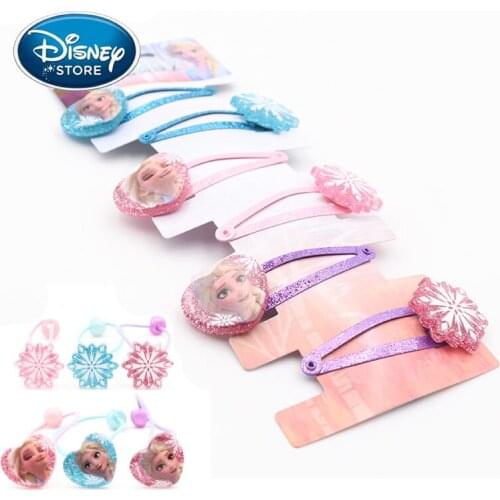 Disney 6pcs/set Frozen 2 Girl Hair Accessories Set Elsa Anna Princess Jewelry Accessories Cartoon Hair Rope Hair Clip Girl Gifts
