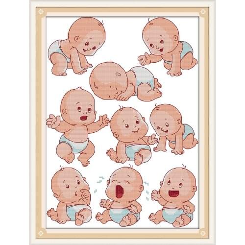 Nine son collecting blessings cross stitch kit baby 11ct count printed canvas stitching embroidery DIY handmade needlework