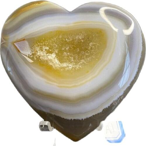 Natural crystal agate crystal hole heart reiki healing wedding home decoration gift