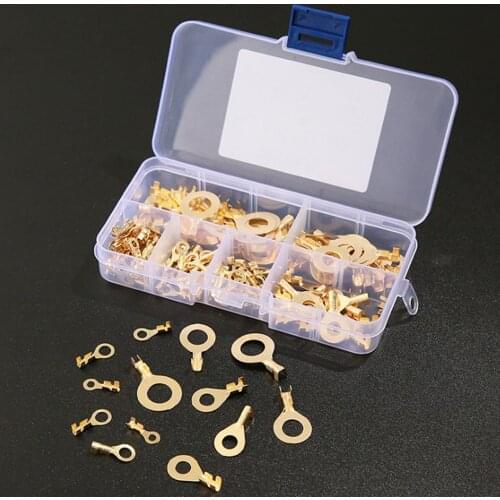 150pcs/set Crimp Terminals Golden Brass Non-insulated Assortment Kit M3 M4 M5 M6 M8 M10 Ring Lugs Terminals Cable Lug Wire Conne