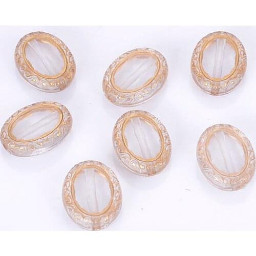 Wholesale 13x17.5mm Antique Style Design Plating Acrylic Flat Oval Spacer Beads With Gold Lined For Diy Jewelry Making