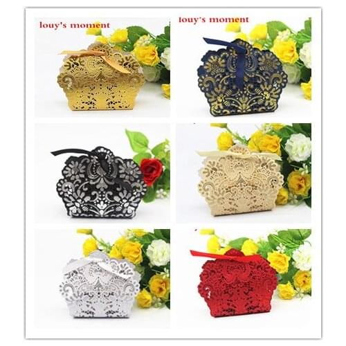 Whole Sale 100 X Champange Gold Wedding Candy Laser Cut Wedding Favor Boxes Casamento Wedding Favors Gifts