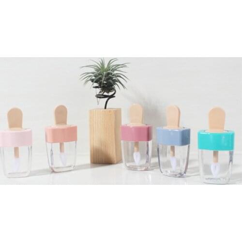 Sweet Ice Cream Shape Mini Lip Gloss Tube Empty Lip Balm Container With Pink Lid Inserts Lipstick Sample Bottle