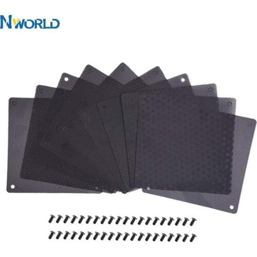 120 mm PVC Dust Filter Computer Fan Filter Cooler Black Dustproof Case Computer Fan Cover Mesh 10 Packs with 40 Pieces of Screws