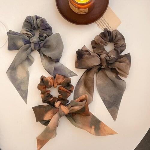 New Fashion Chiffon Bowknot Elastic Hair Bands for Women Girls Scrunchies Headband Hair Ties Ponytail Holder Hair Accessories