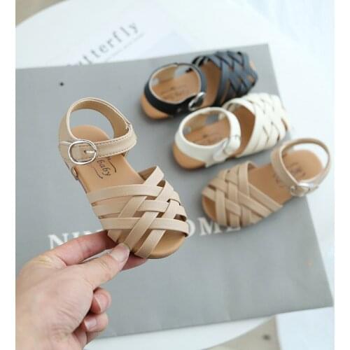 Girls Sandals Summer Children Shoes Kids Baby Open-toe Beach Shoes Soft-soled Woven Little Girl Princess Sandals