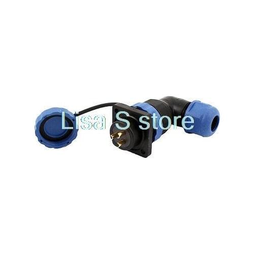 SD20 3 Pin Square Elbow Waterproof Aviation Connector Plug Socket IP68