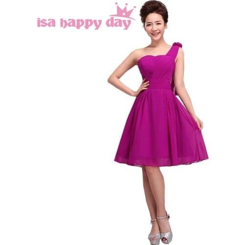 Sexy blue bridesmaid purple brides maid red dresses one shoulder short bridemaid brief dress for bridesmaids under 50 H1181