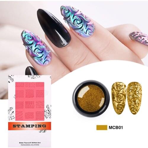 Nail Stamping Plates Nail Art Mold 4D Relief Sculpture Nail Art Mold Set Template Mold Nail Art Stencil Decorating Manicure Tool