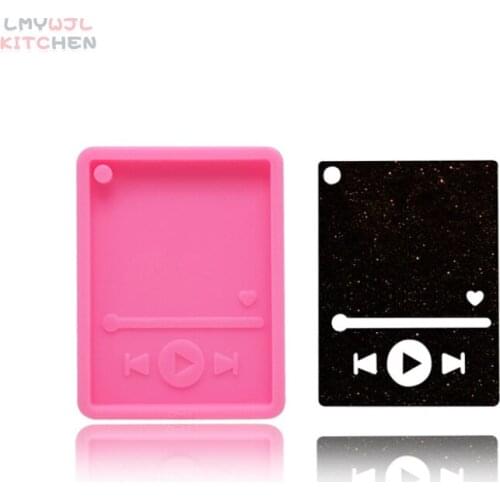 DIY Silicone Mirror Epoxy Mp3 Keychain Pendant Mold Making Anniversary Gift Accessories Fondant Cake Decoration Baking Mold