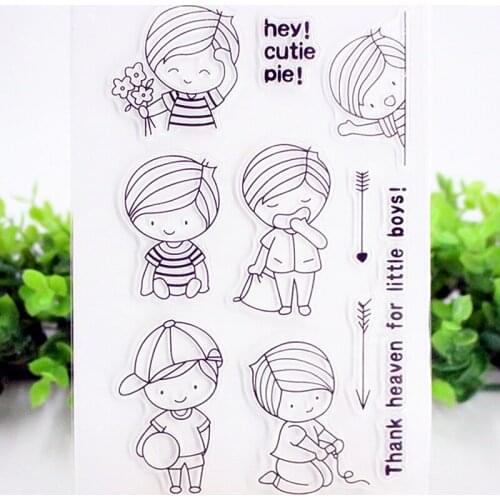 SCS76 Boys Silicone Clear Stamps for Scrapbooking DIY Album Cards Decoration Embossing Folder Craft Rubber Stamp Molds Tool New