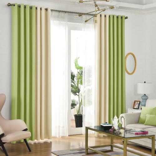 Summer Style Linen Curtains For Living Room Blackout Curtain White Red Beige Blue Grey Green Solid Drapes Patchwork Window trim