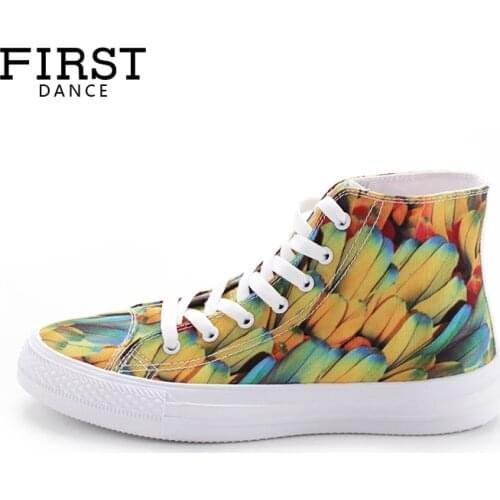 FIRST DANCE Women Classic Canvas Shoes Custom Fashion Floral Print Walking Shoes High Top Casual Shoes Flats Women