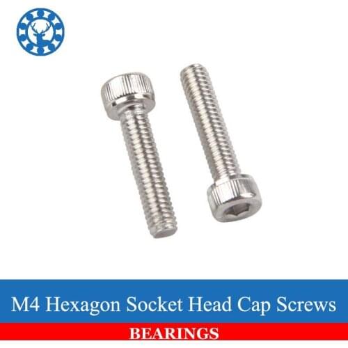 50Pcs M4 DIN912 304 Stainless Steel Hexagon Socket Head Cap Screws Hex Socket Screw Metric Bike Screw