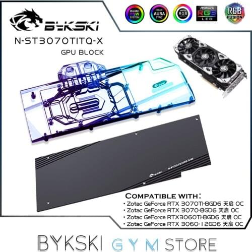 Bykski GPU Water Block For Zotac Geforce RTX 3070Ti,3070,3060Ti 8GD6 OC,3060 12GD6 OC VGA Cooler With Back Plate ,N-ST3070TITQ-X